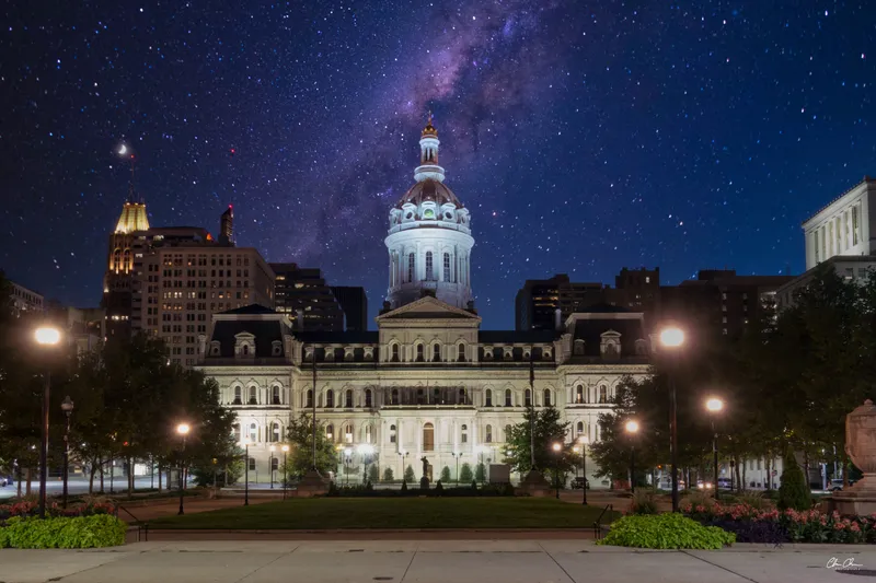 Baltimore City Hall Under Stars