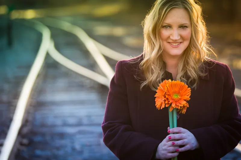 Portrait with Gerbera Daisies