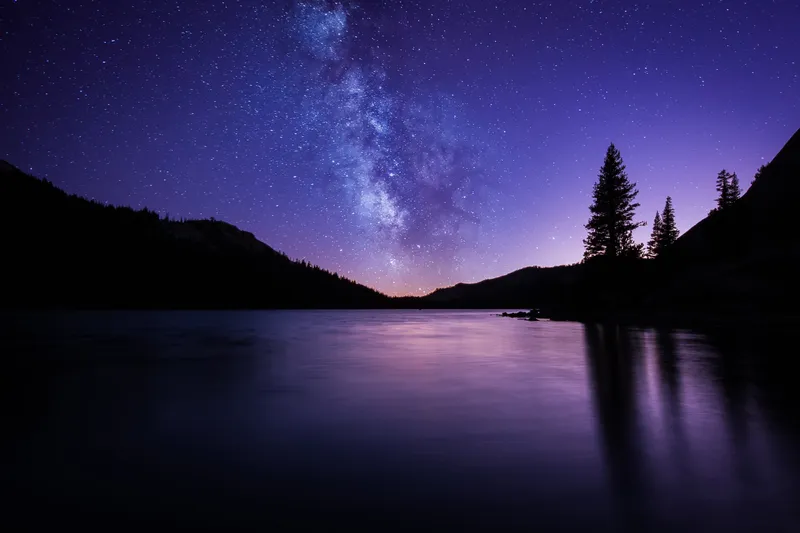 Starry Lake at Night