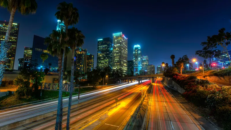 Los Angeles Freeway at Night