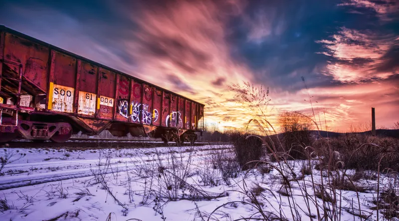 Train Yard in Winter